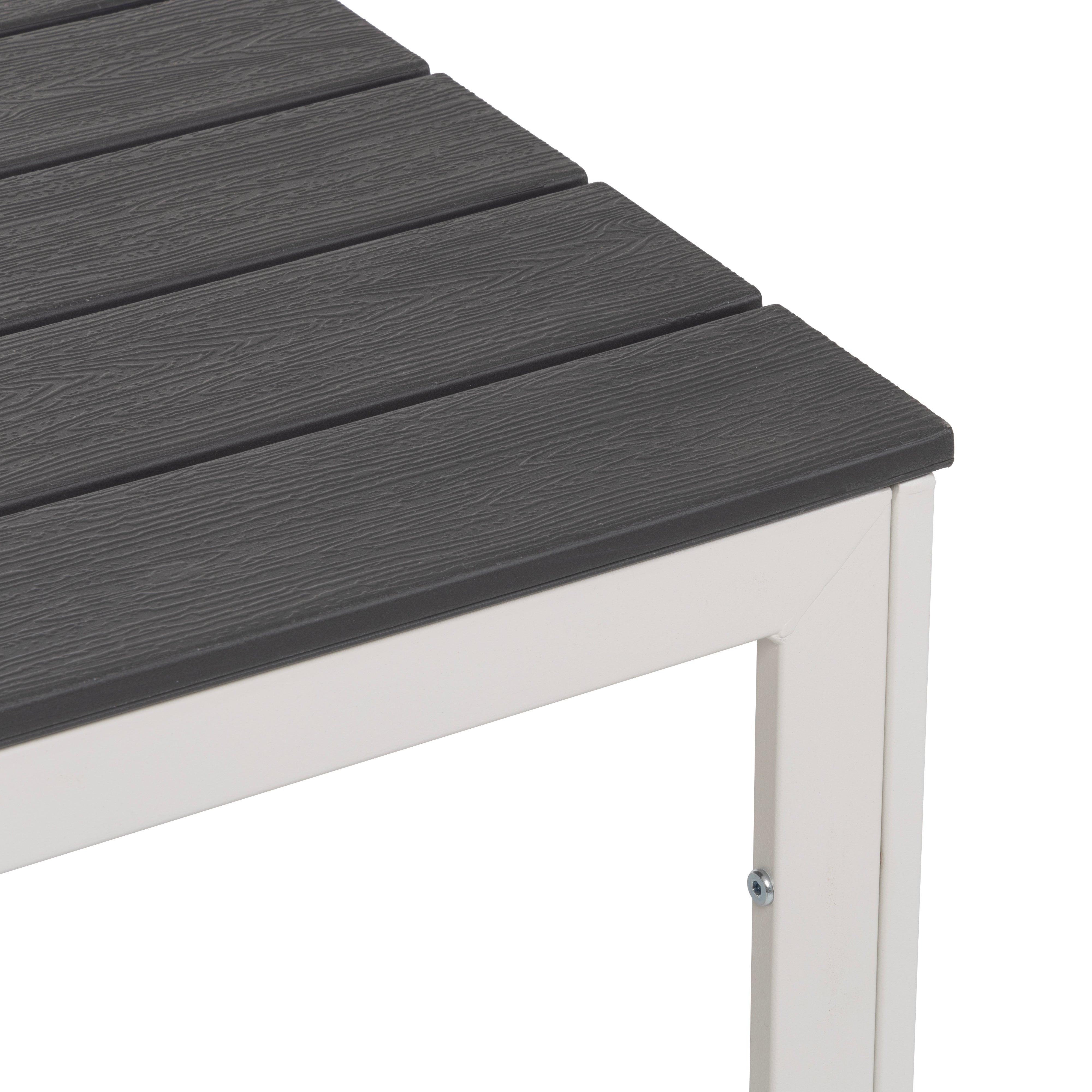 VESTIAMO CASA GIARDINO - Tavolo da giardino in acciaio Bianco con Doghe Effetto Legno Antracite - h74x156x78 cm